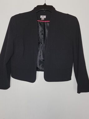 Worthington Black Cropped Open-Front Blazer Size S